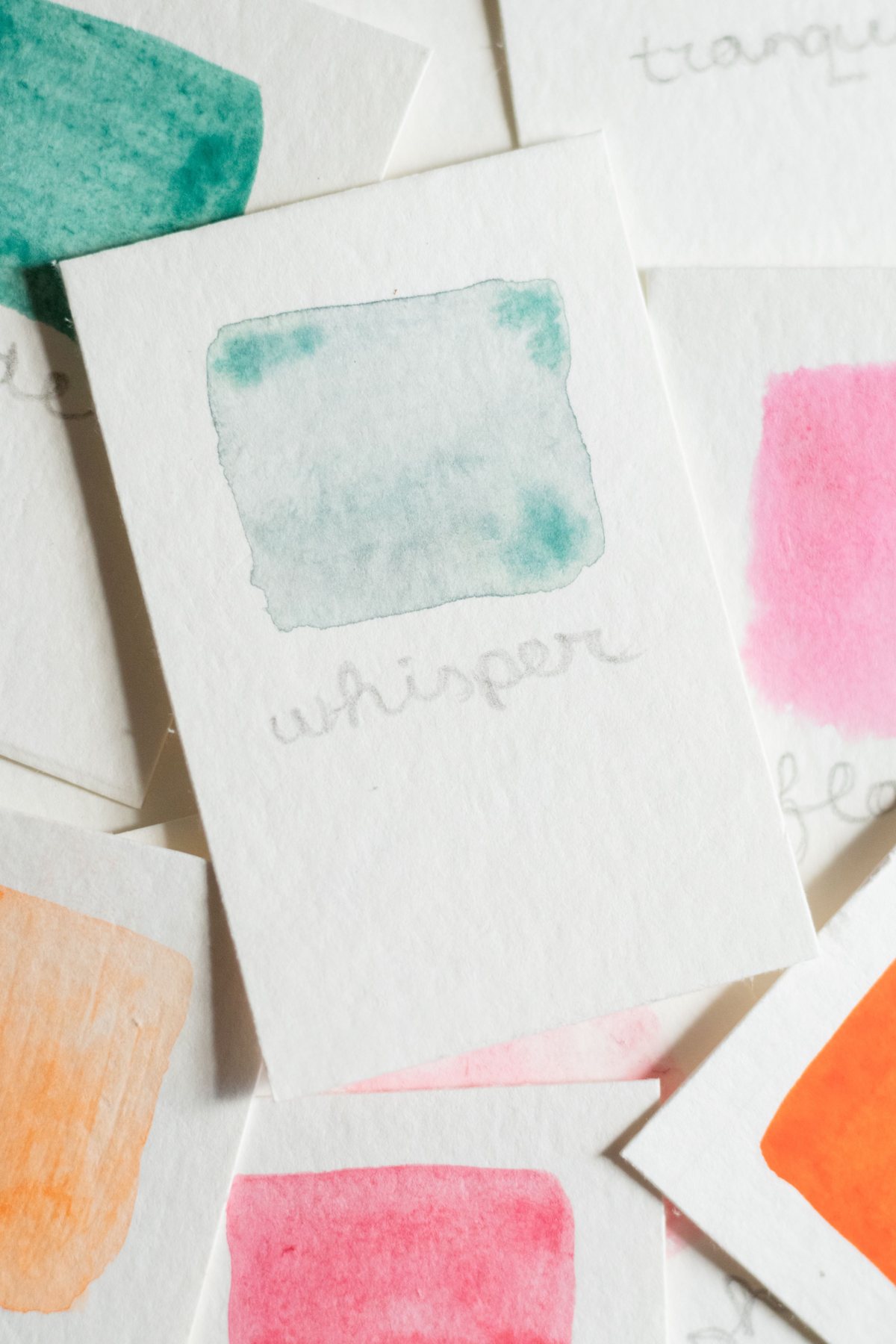Paint colour swatches on paper